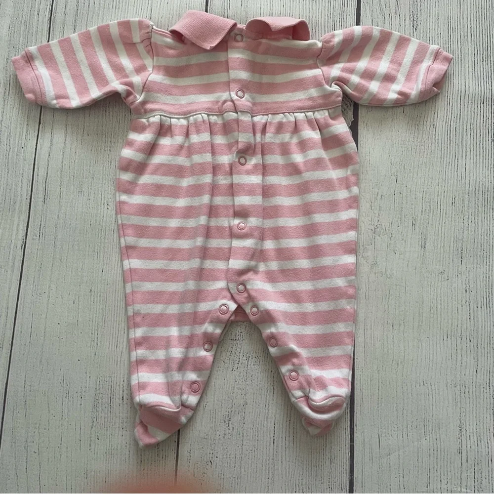 Ralph Lauren Pink & White Striped Footed Romper size 3 months